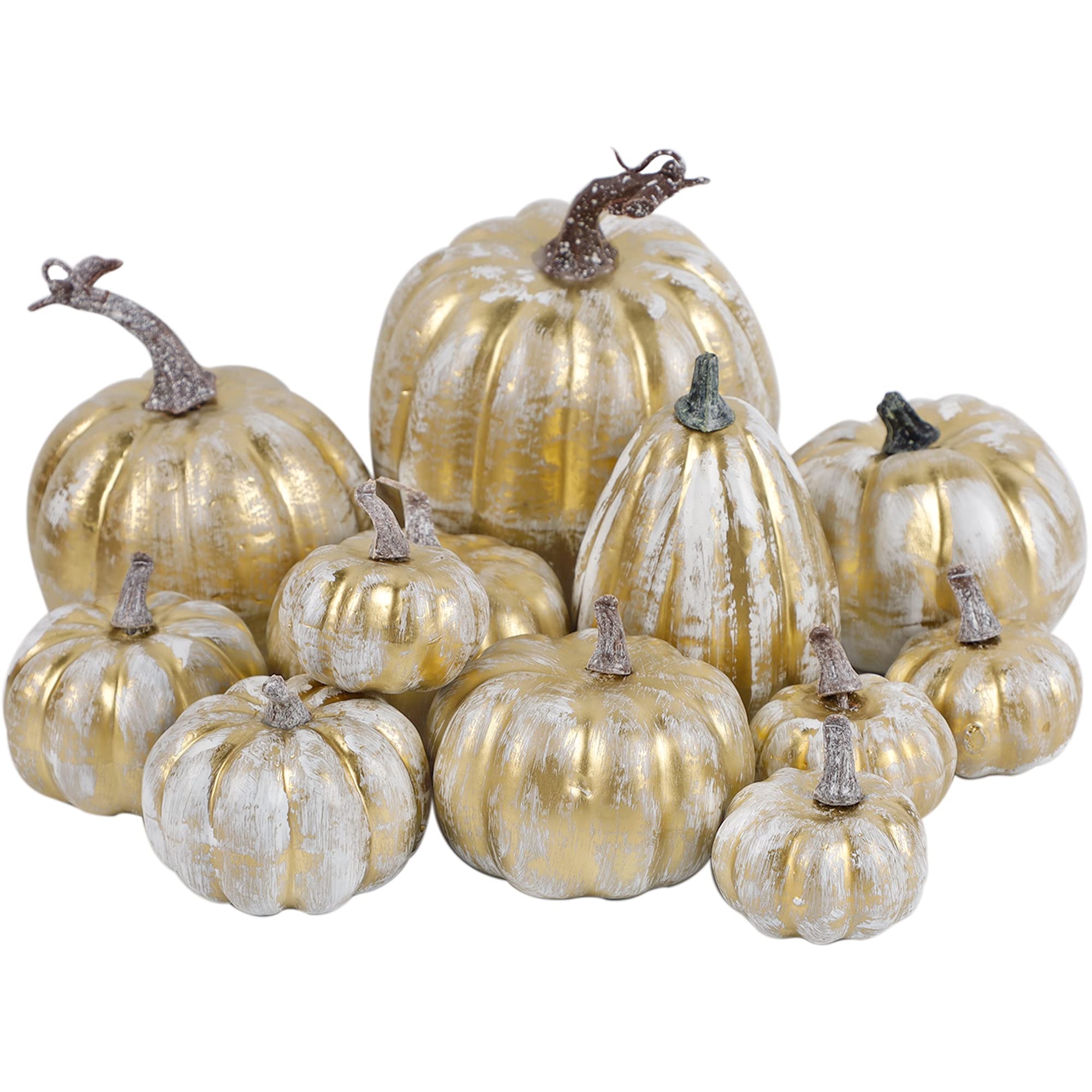 winemana 12 Pack Silver Pumpkin Fall Decor, Foam Glitter Pumpkins for Decorating Mini Artificial Craft Pumpkins for Thanksgiving Table Party Harvest Decorations
